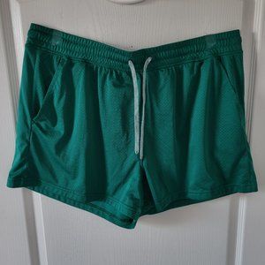 Green Mesh Shorts Activewear Basketball Gym Breathable Athletic Works Drawstring